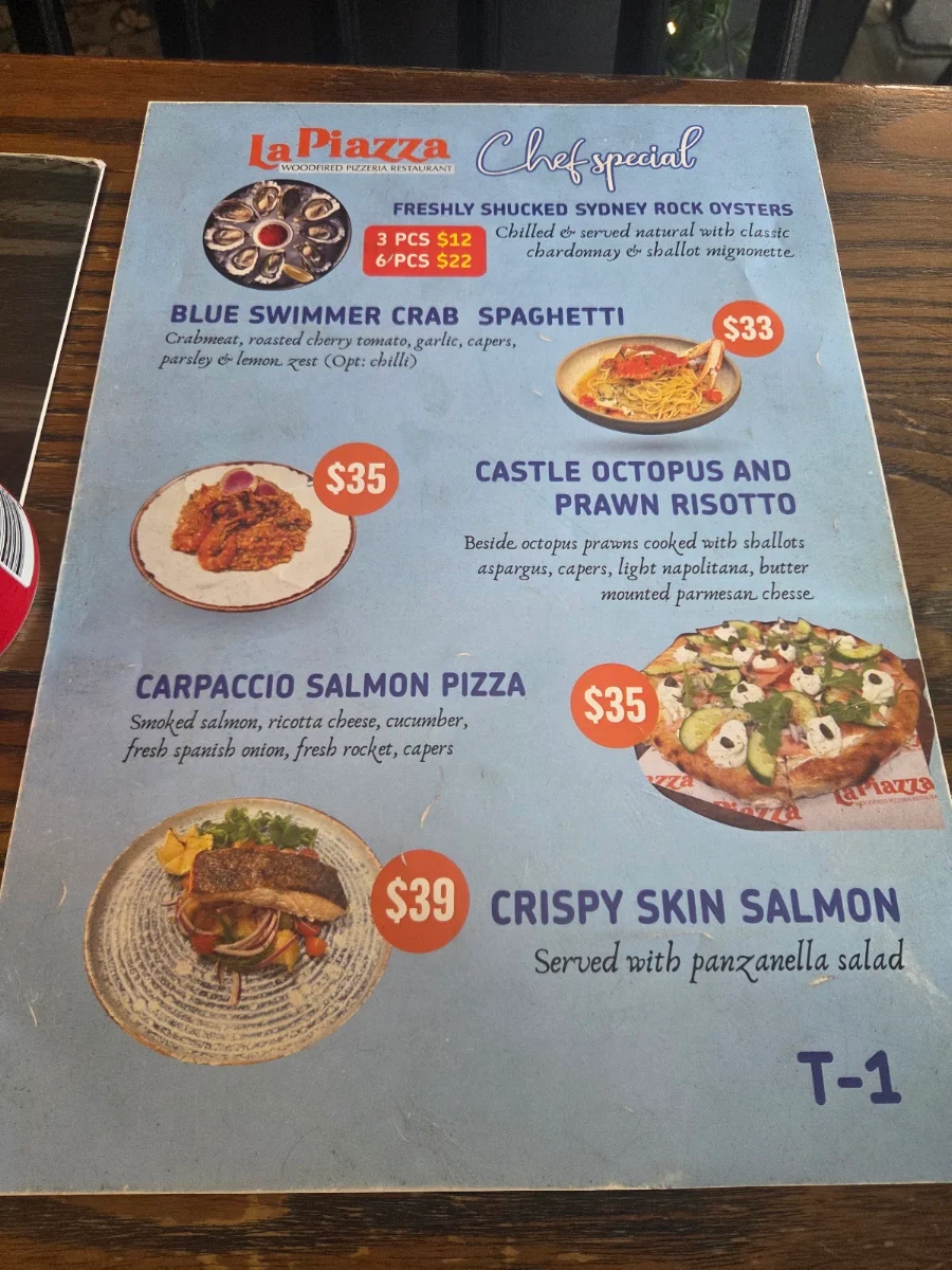 Menu, La Piazza Wood-fired Pizzeria and Restaurant