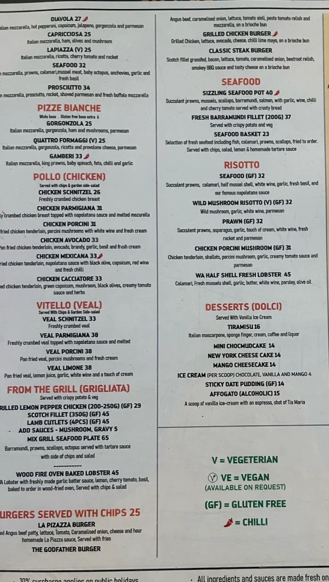 Menu, La Piazza Wood-fired Pizzeria and Restaurant