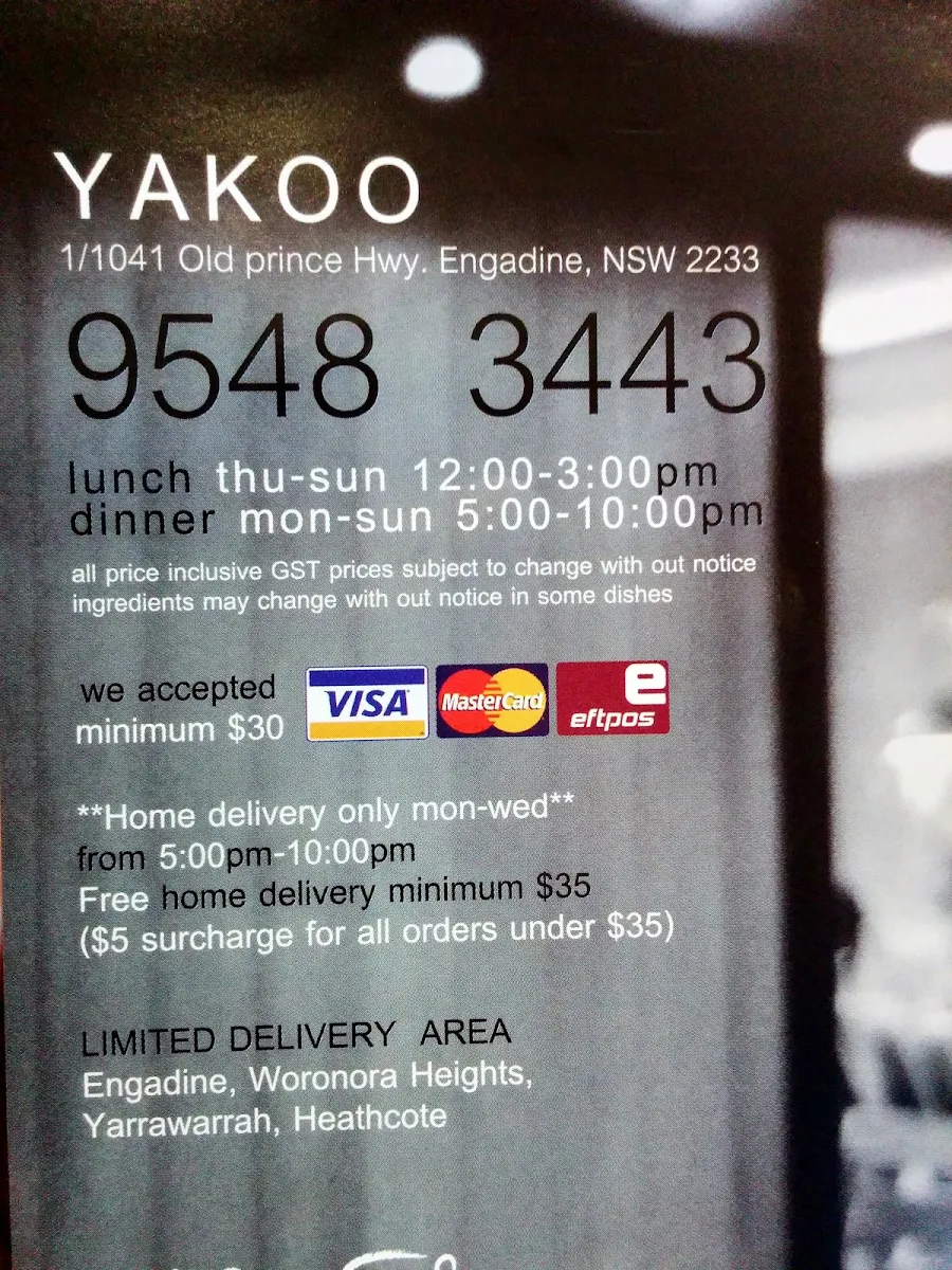 Menu, Yakoo Engadine
