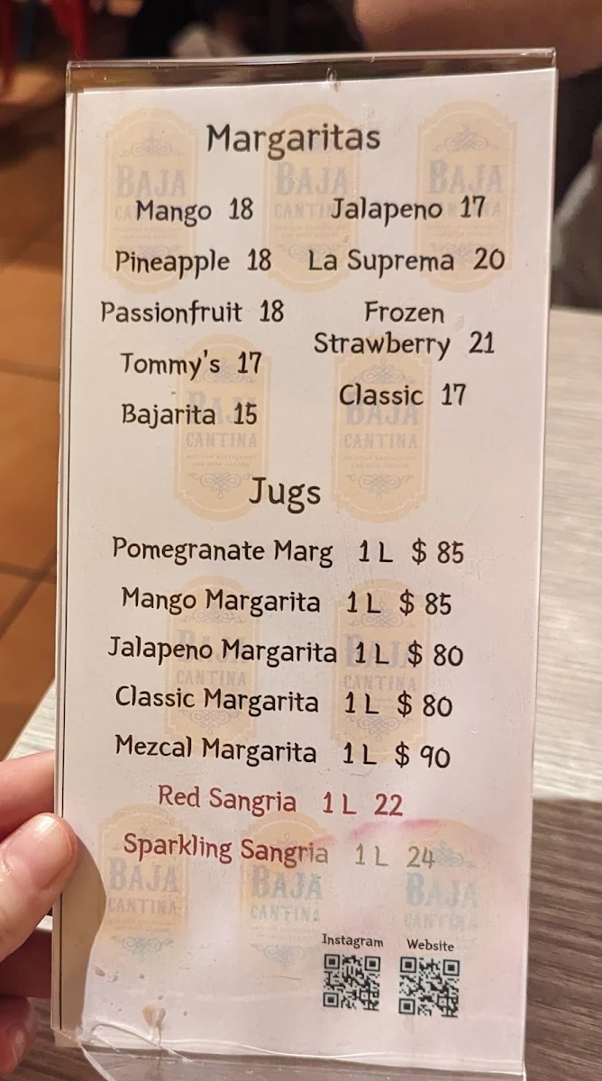 Menu, Baja Cantina (Glebe)