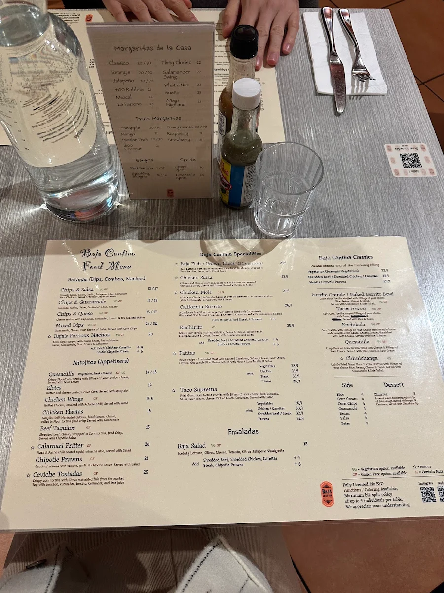 Menu, Baja Cantina (Glebe)