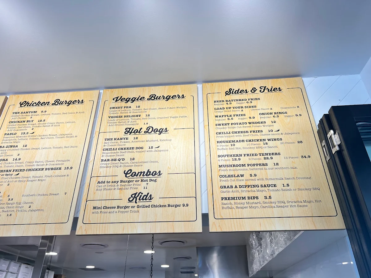 Menu, Burger'D Varsity Lakes