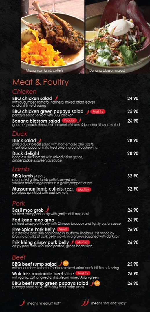 Menu, Charmed by Hanuman Thai