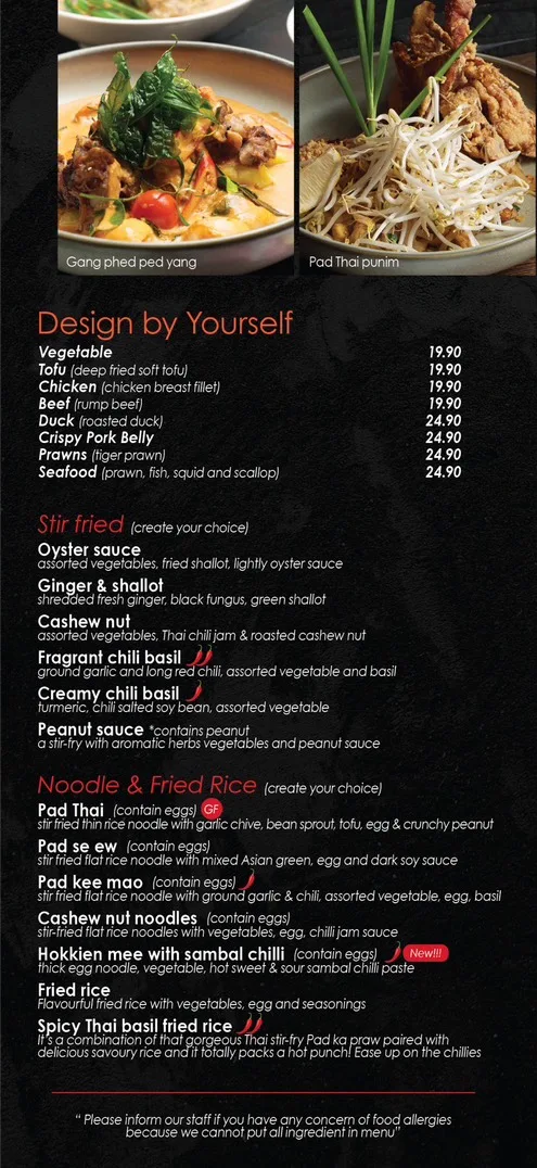 Menu, Charmed by Hanuman Thai