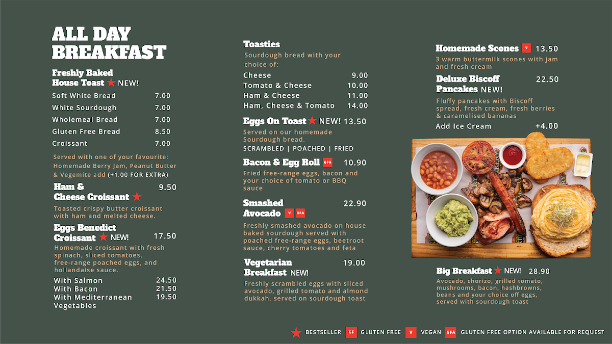 Menu, Glenorie Bakery