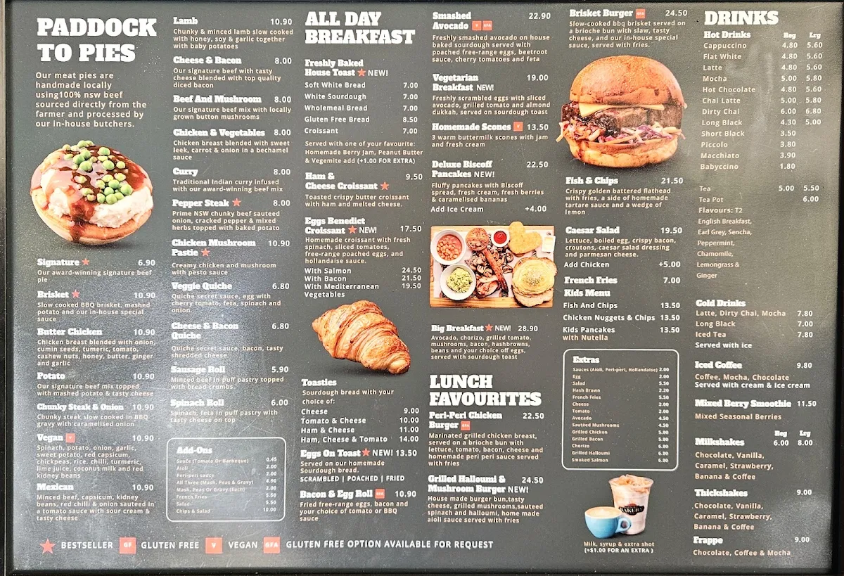 Menu, Glenorie Bakery