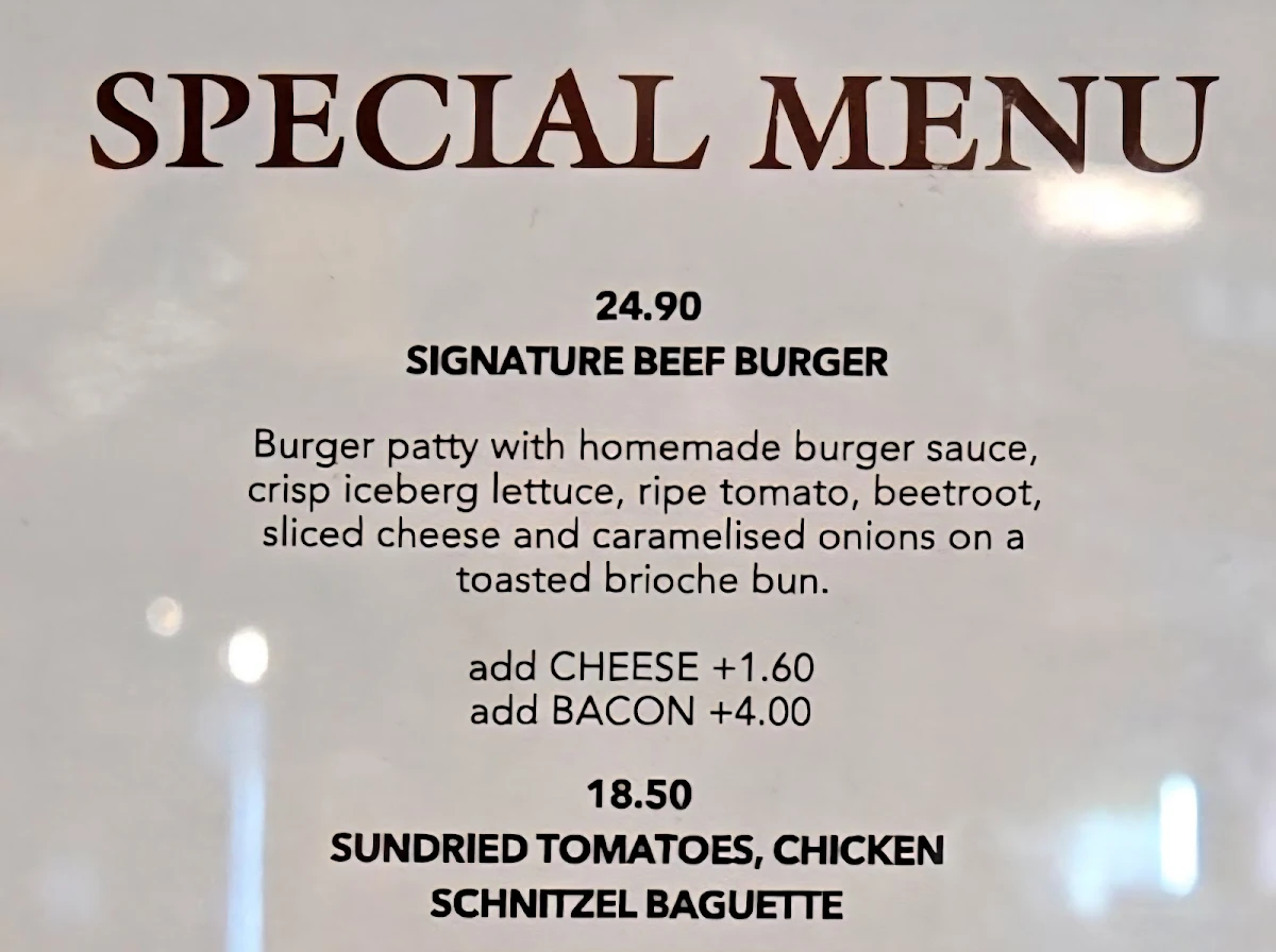 Menu, Glenorie Bakery