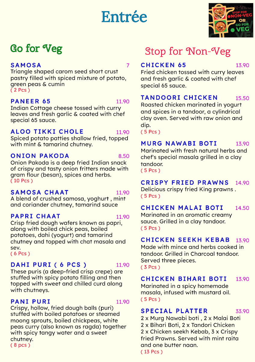 Menu, Flavour-e-Azam