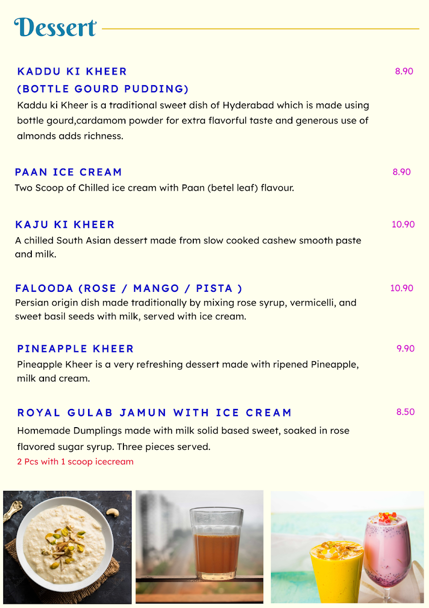 Menu, Flavour-e-Azam
