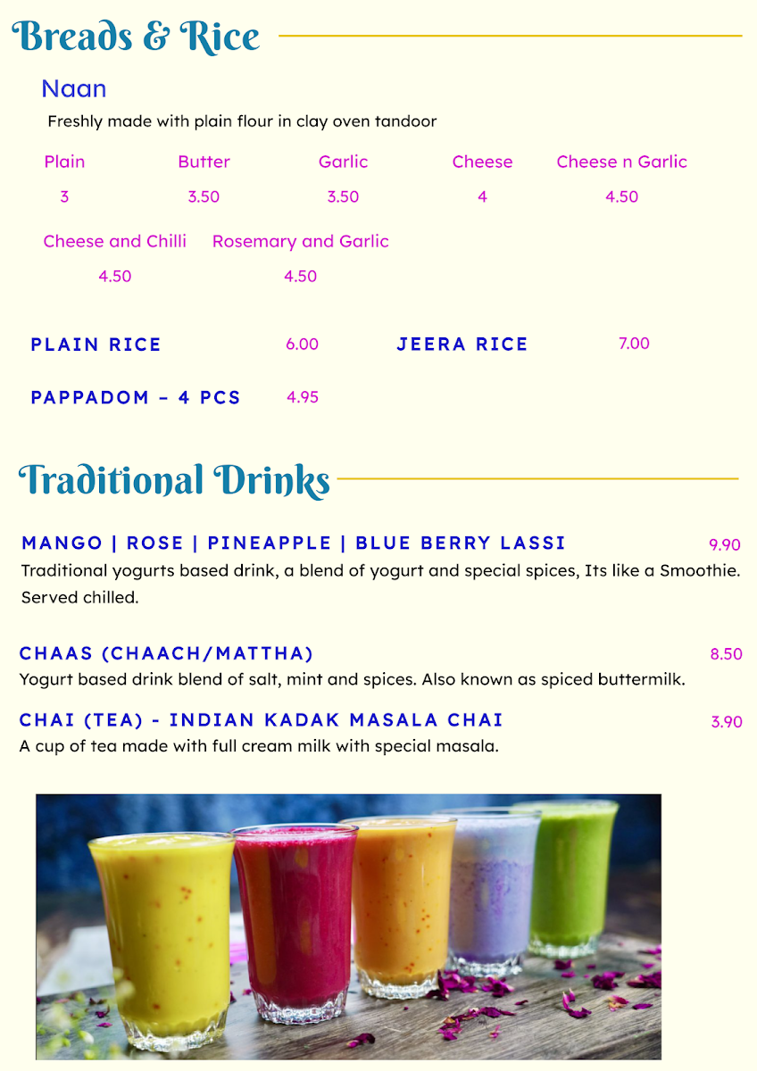 Menu, Flavour-e-Azam