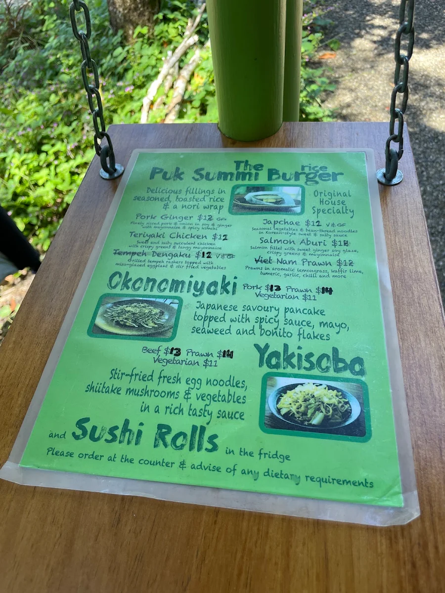 Menu, Big forest cafe