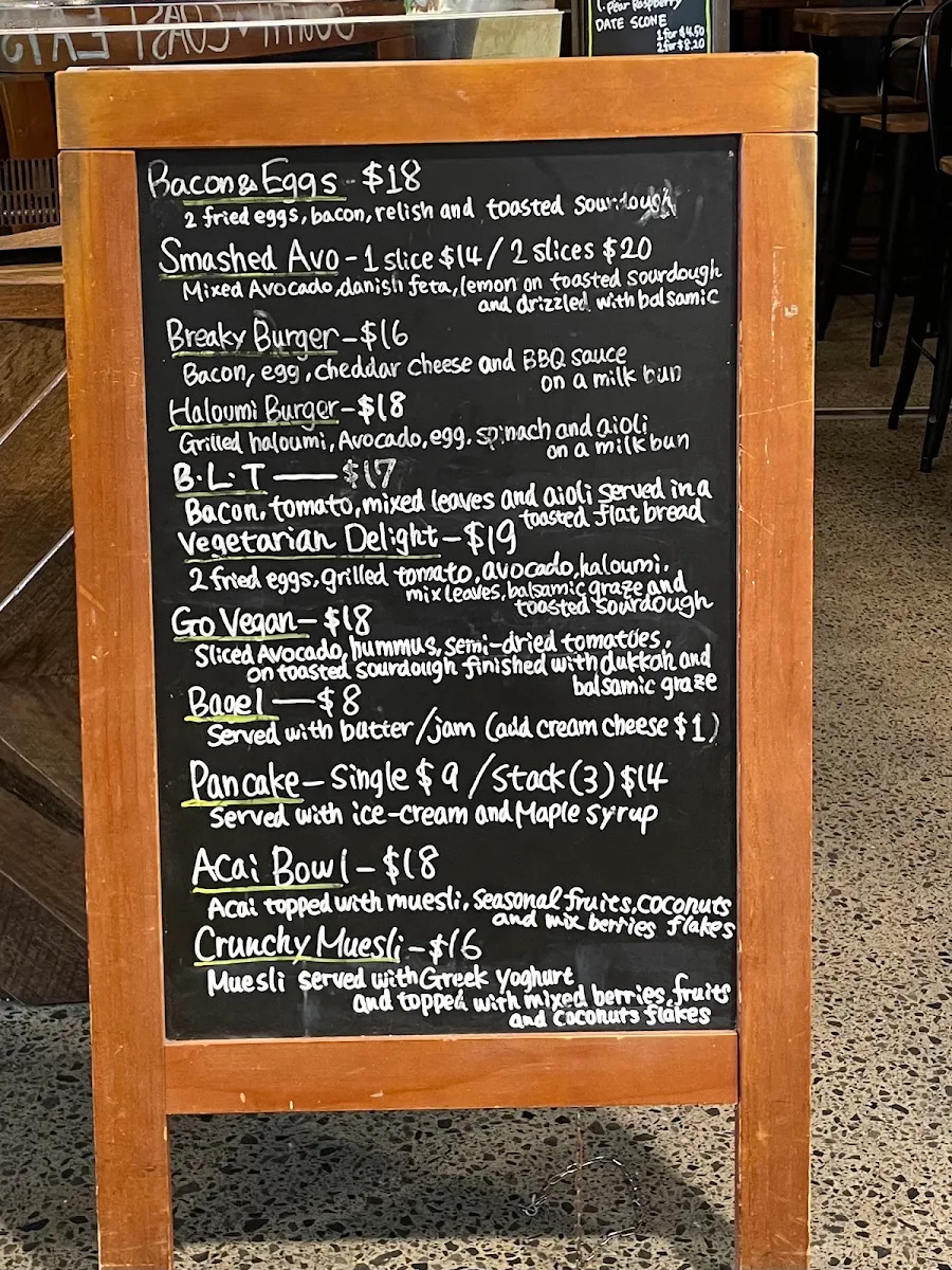 Menu, South Coast Coffee Co.