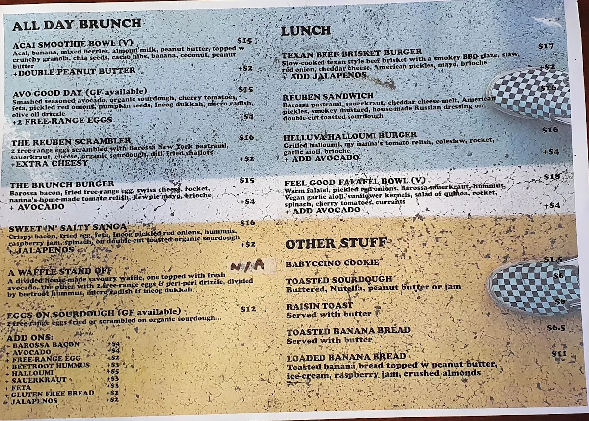 Menu, Incognito Cafe