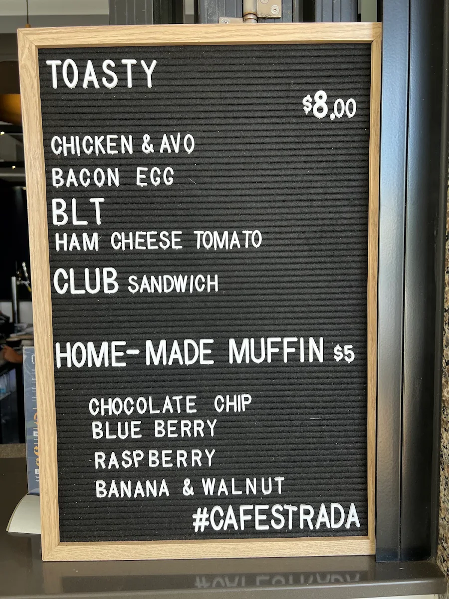 Menu, Cafe Strada