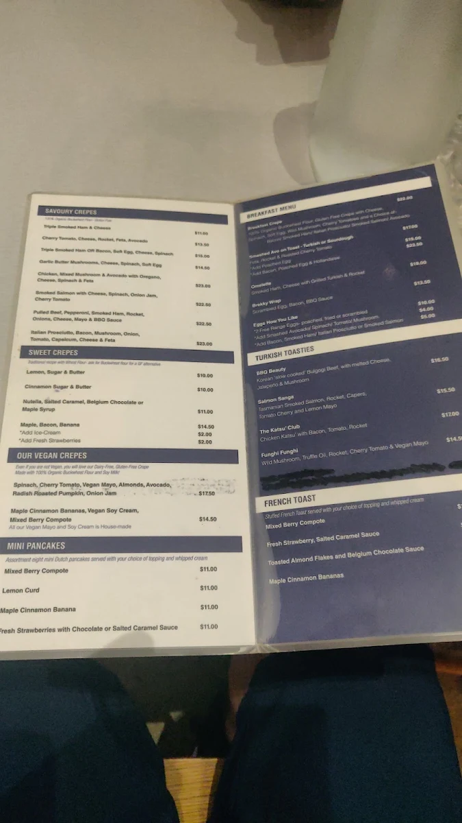 Menu, Cafe Strada