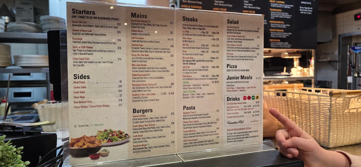 Menu, Bistro 1850