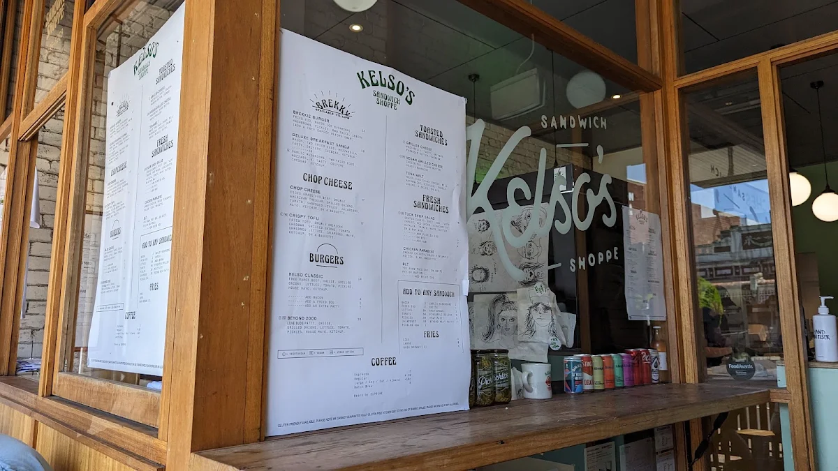 Menu, Kelso's Sandwich Shoppe