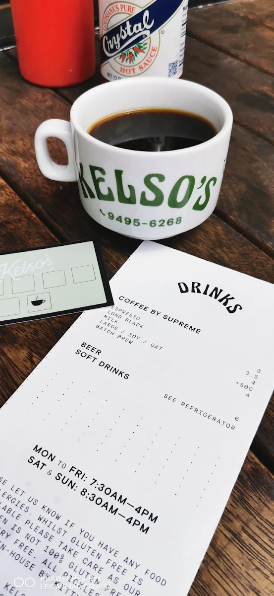 Menu, Kelso's Sandwich Shoppe