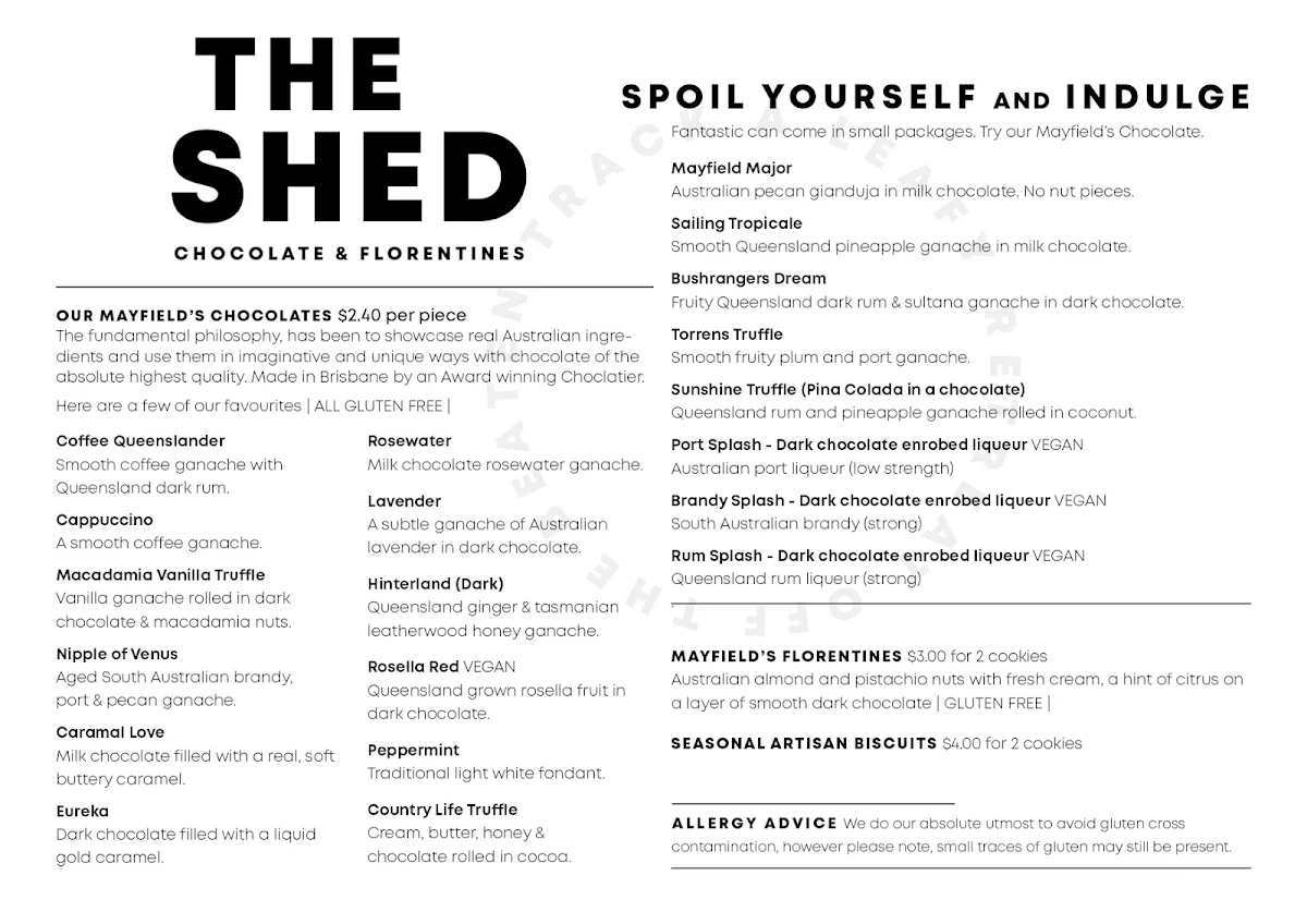 Menu, The Shed by Cultivate Design Co