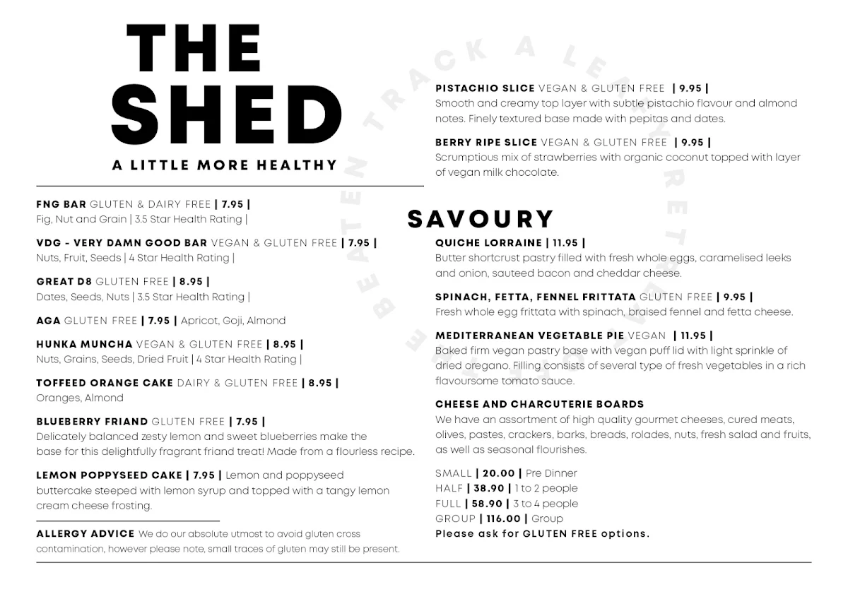 Menu, The Shed by Cultivate Design Co