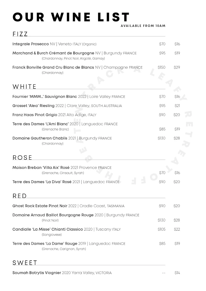 Menu, The Shed by Cultivate Design Co