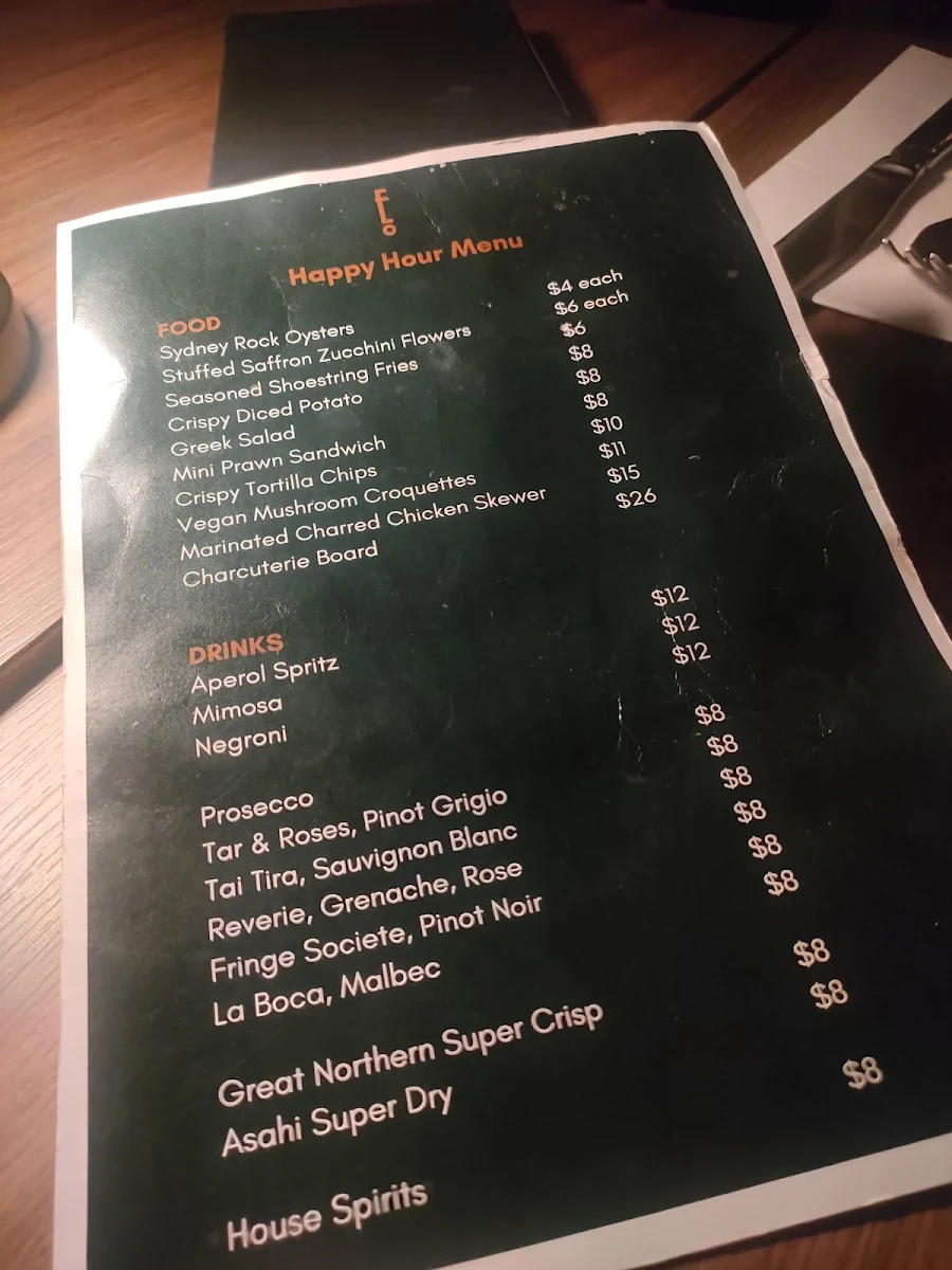 Menu, Employees Only Restaurant & Bar