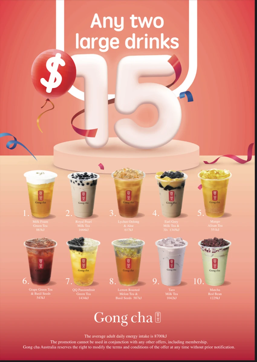 Menu, Gong Cha Lakemba