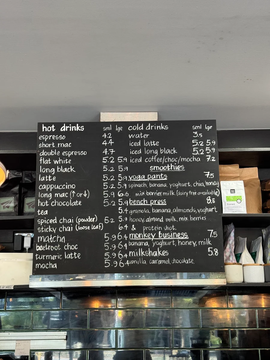 Menu, Charlie's Coffee Bar