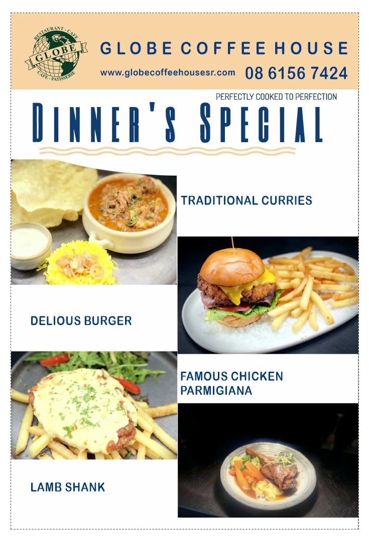 Menu, Globe Coffee House Southern River Square