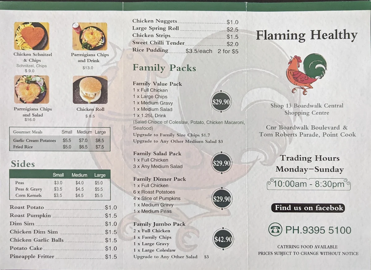 Menu, Flaming Healthy