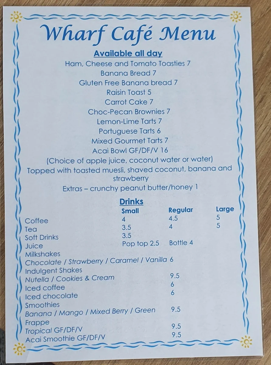 Menu, Bass & Flinders Pavilion