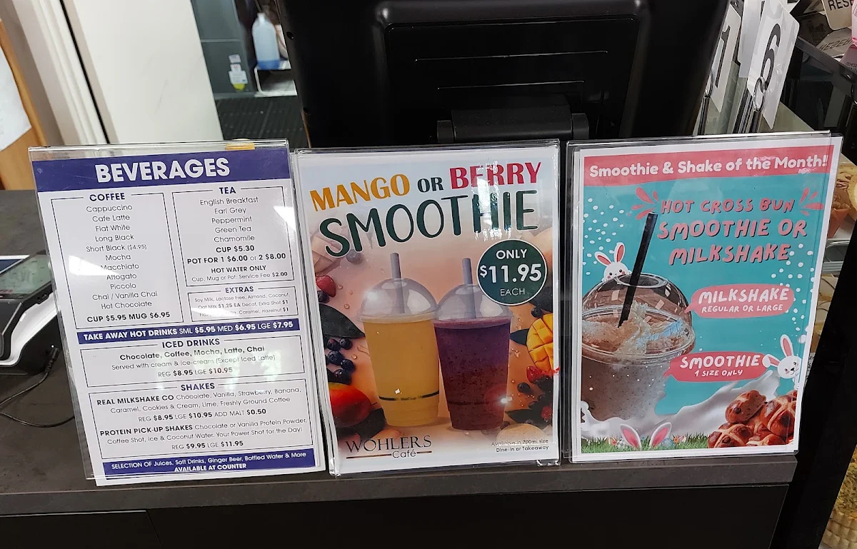 Menu, Wohlers Cafe