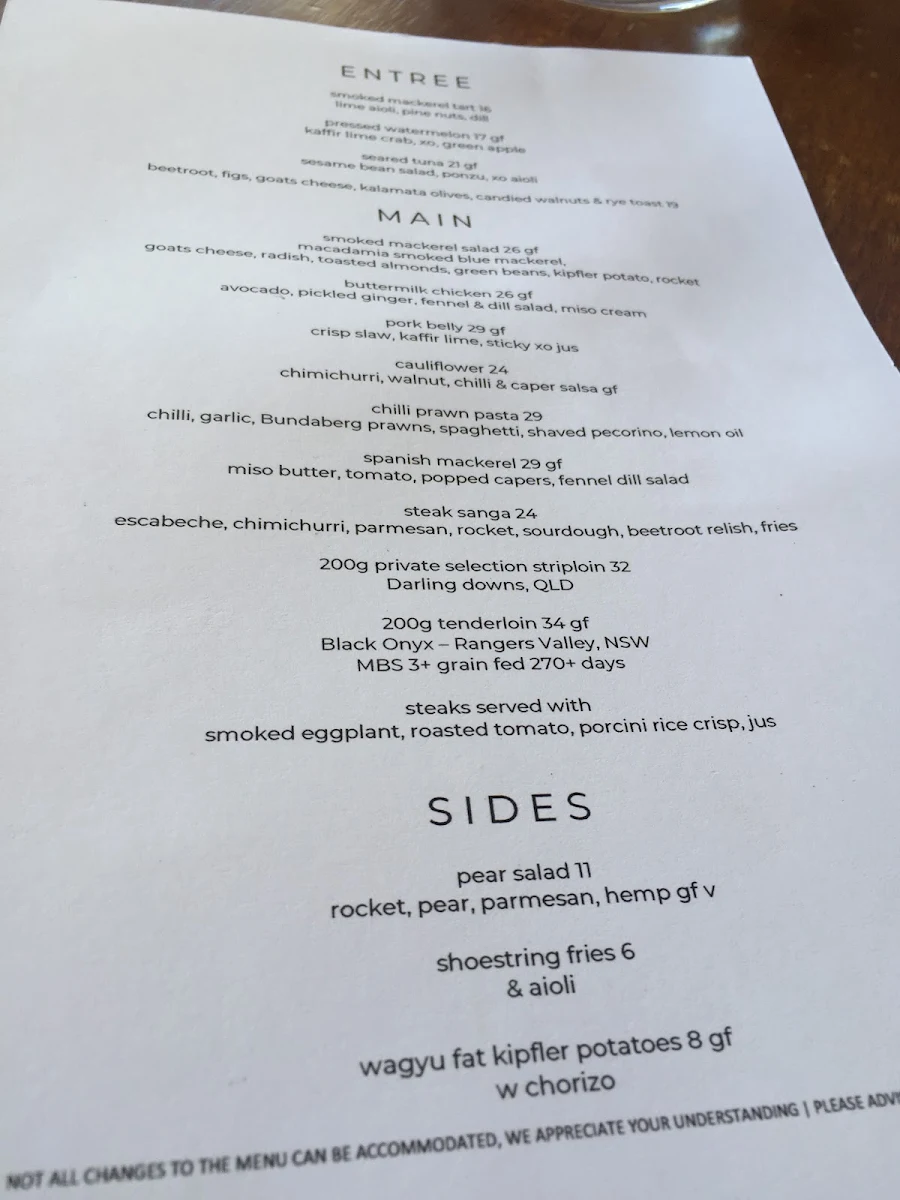Menu, Water Street Kitchen
