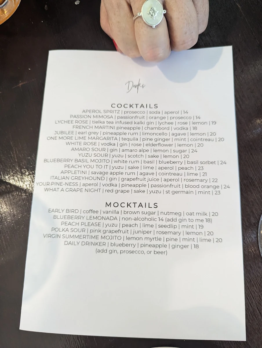 Menu, Water Street Kitchen
