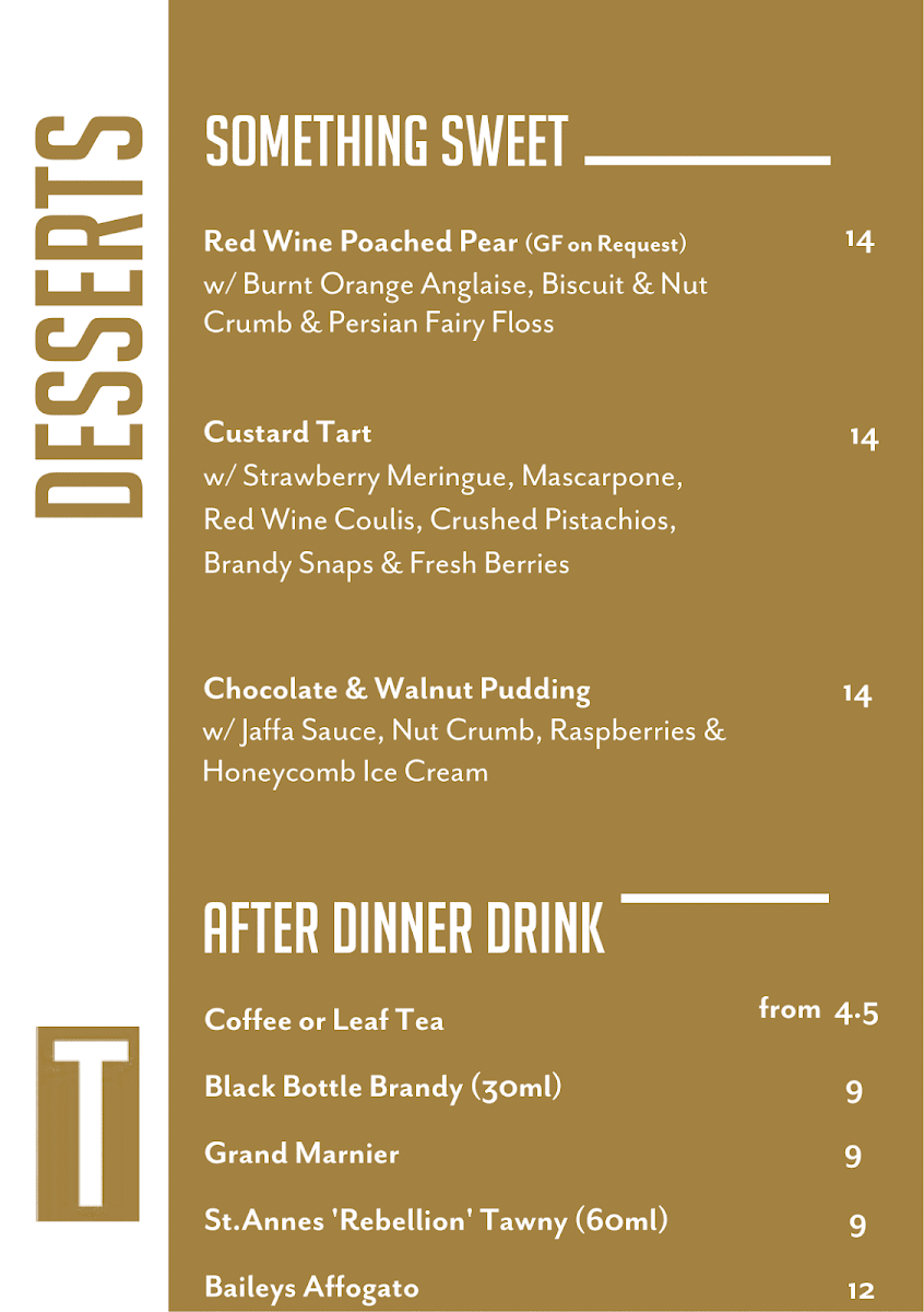 Menu, Kilmore Trackside