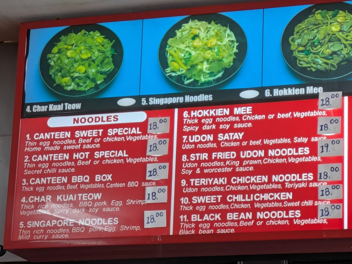 Menu, Noodle Canteen