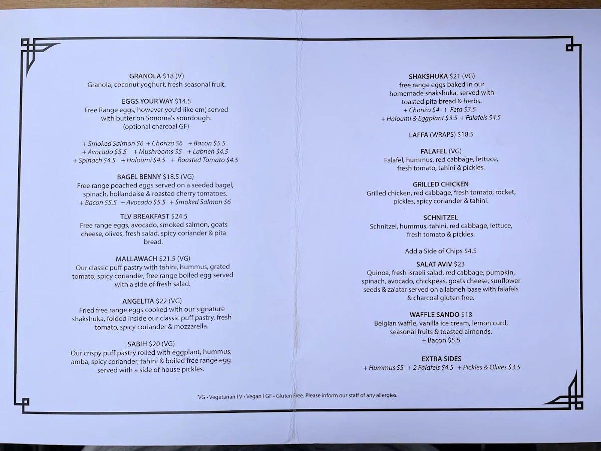Menu, Shenkin