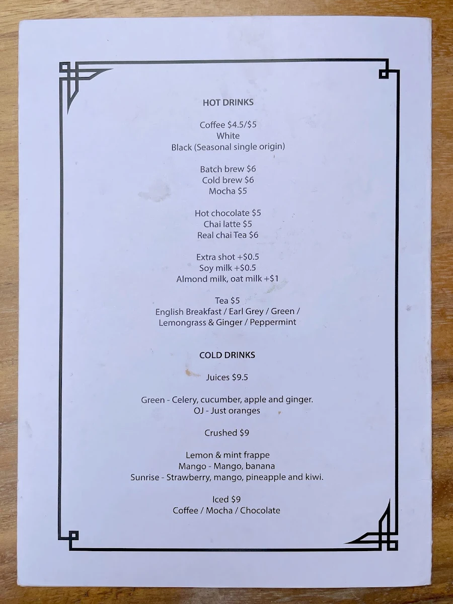 Menu, Shenkin