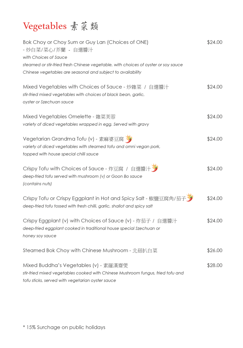 Menu, Katoomba Canton