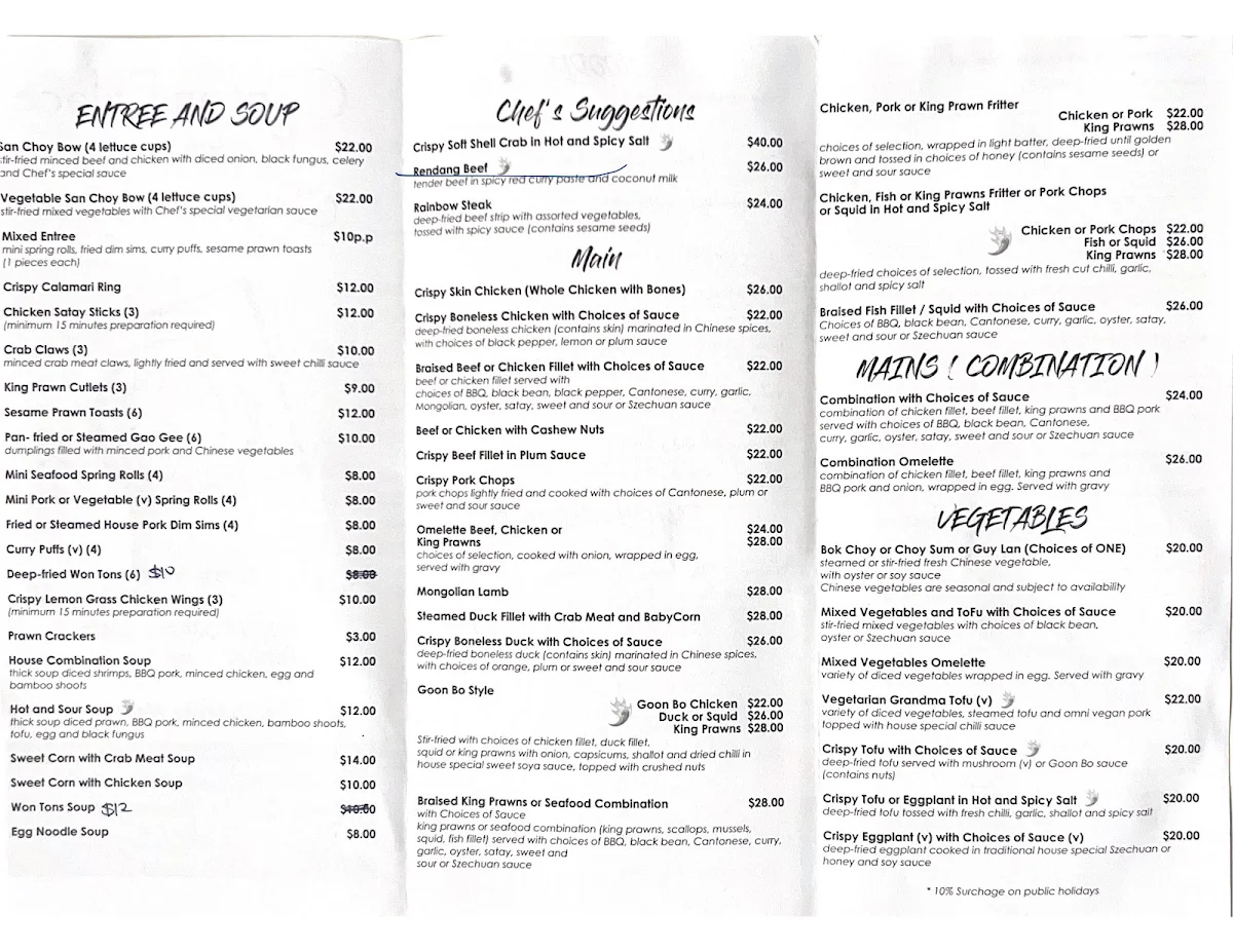 Menu, Katoomba Canton