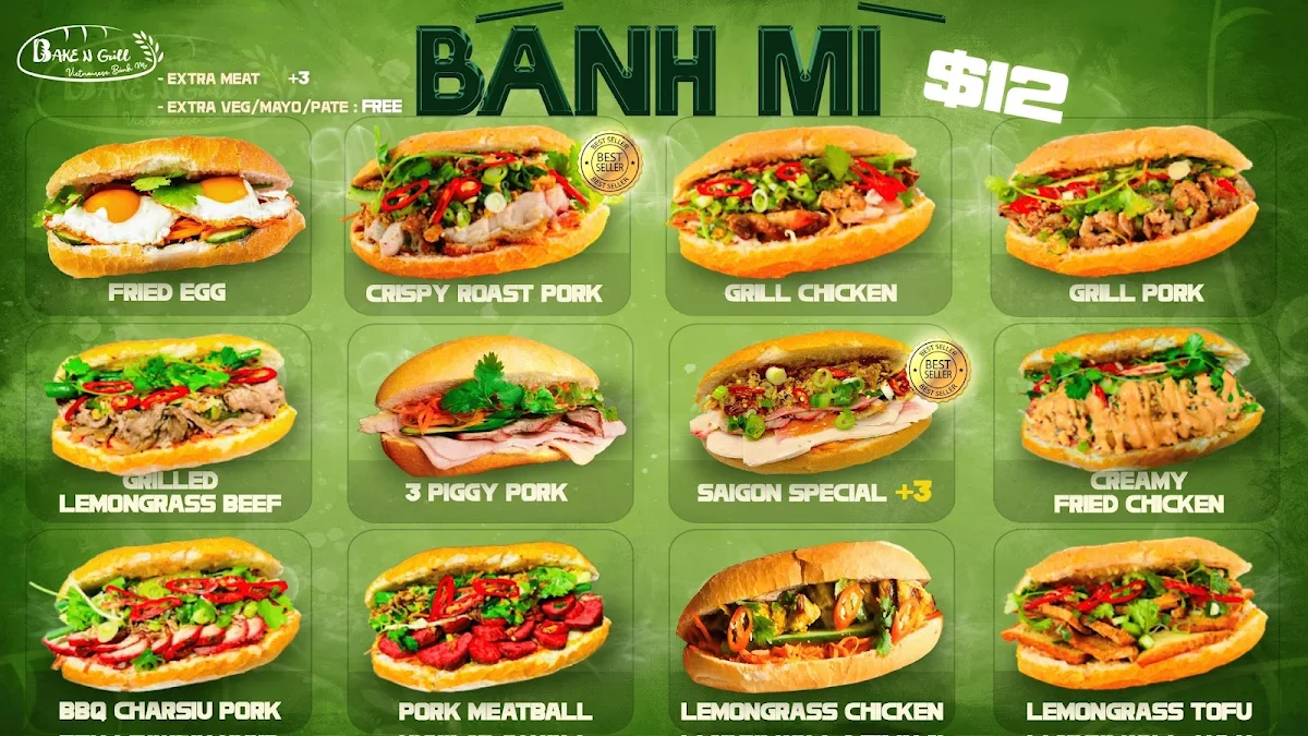 Menu, Bake N Grill Adelaide Vietnamese street food