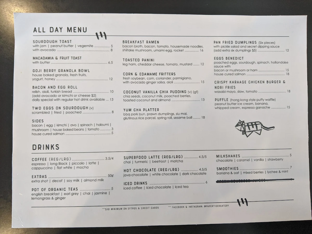 Menu, Paper Tiger