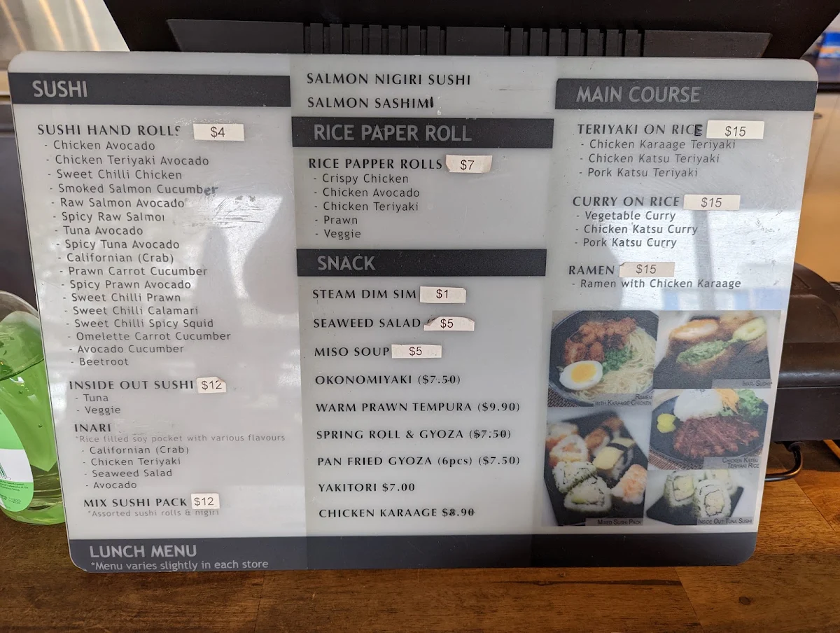 Menu, Pika Sushi Bairnsdale