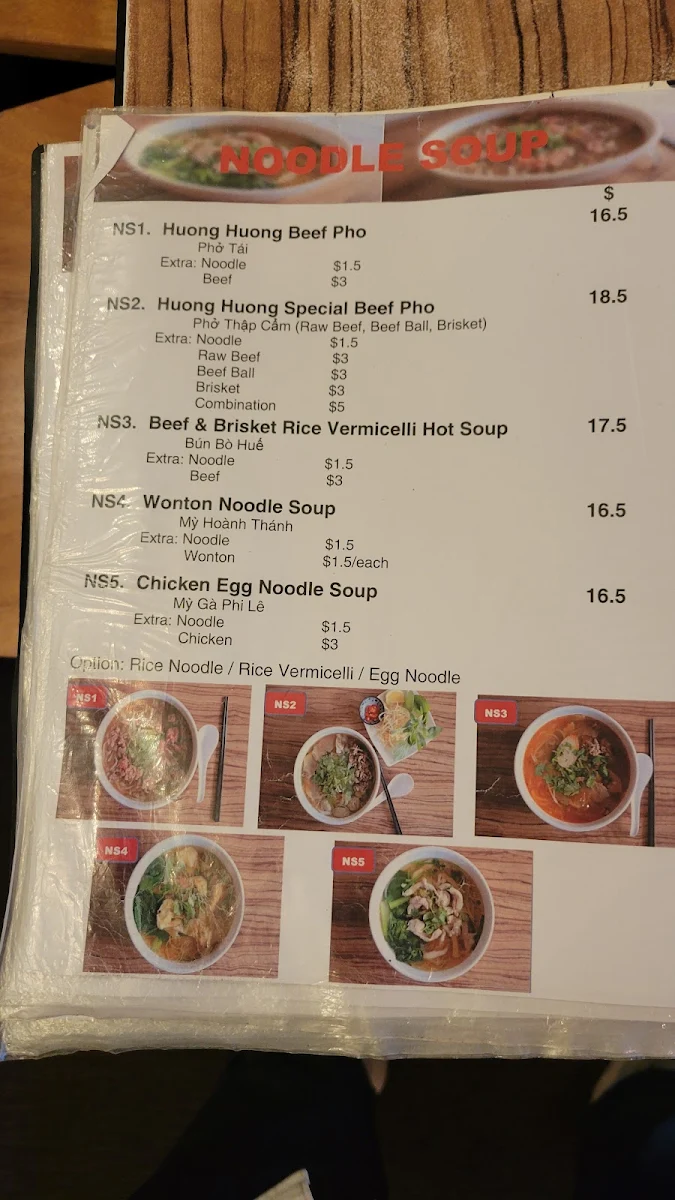 Menu, Huong Huong Marrickville