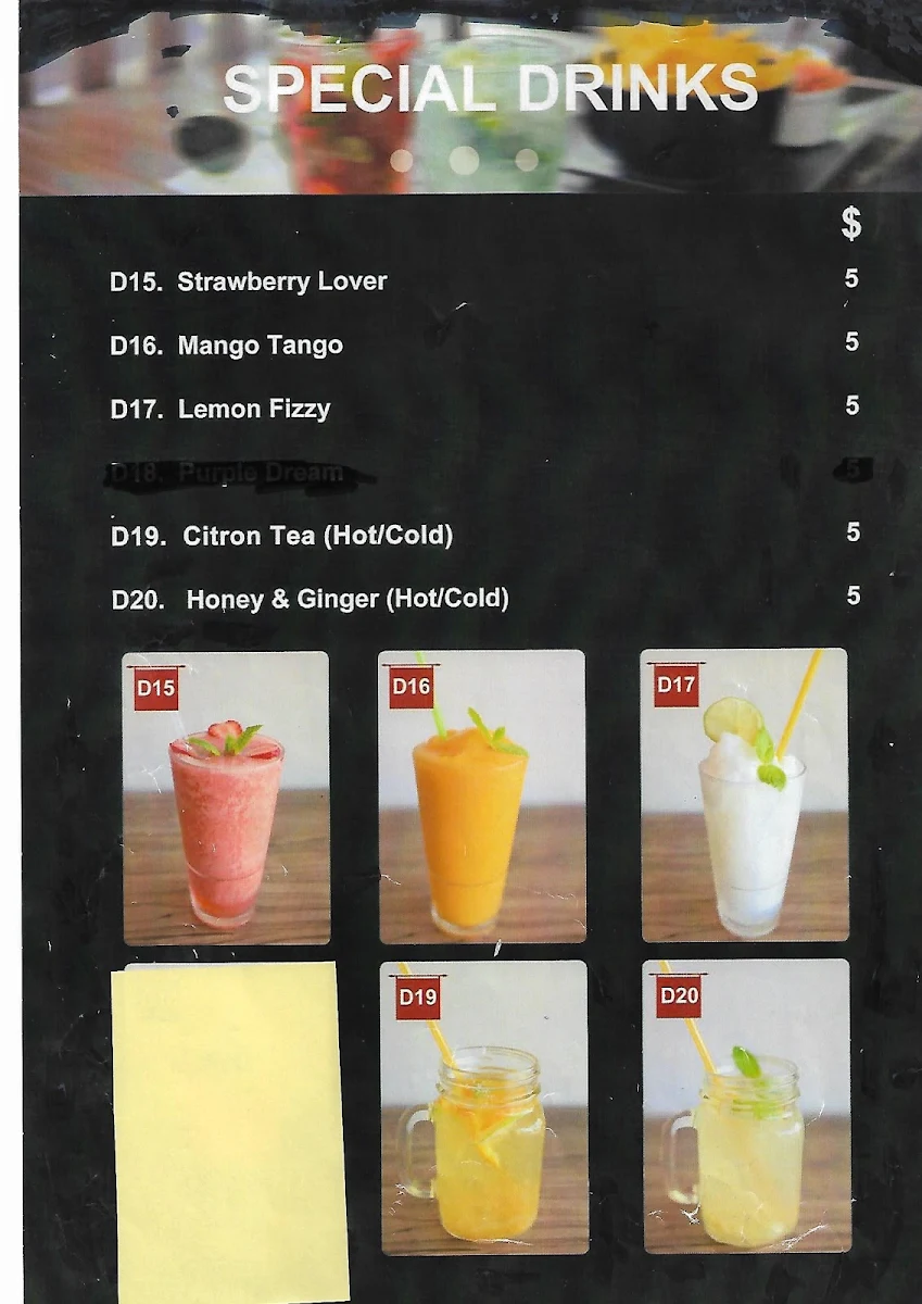 Menu, Huong Huong Marrickville