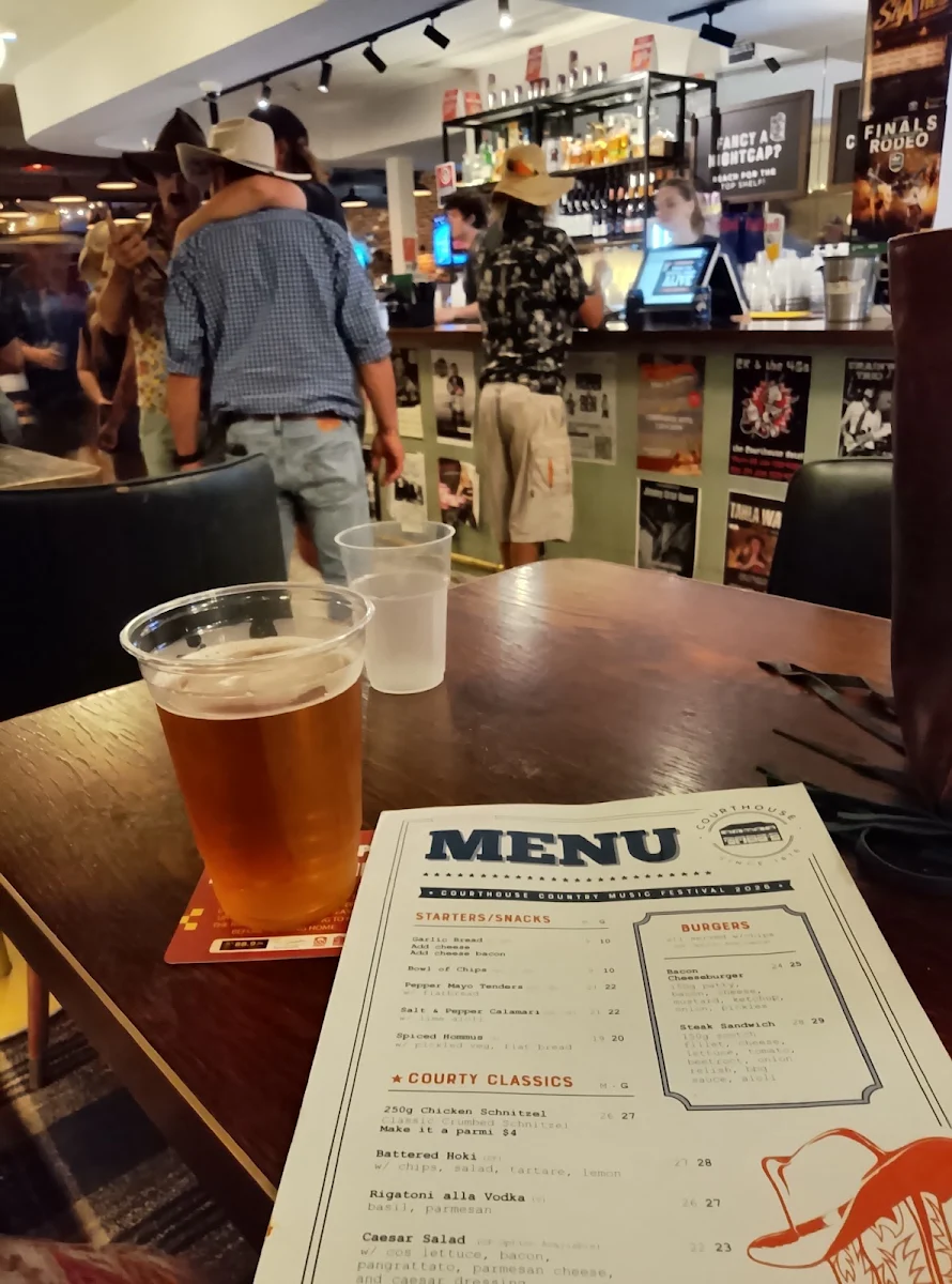 Menu, The Courthouse Hotel, Tamworth