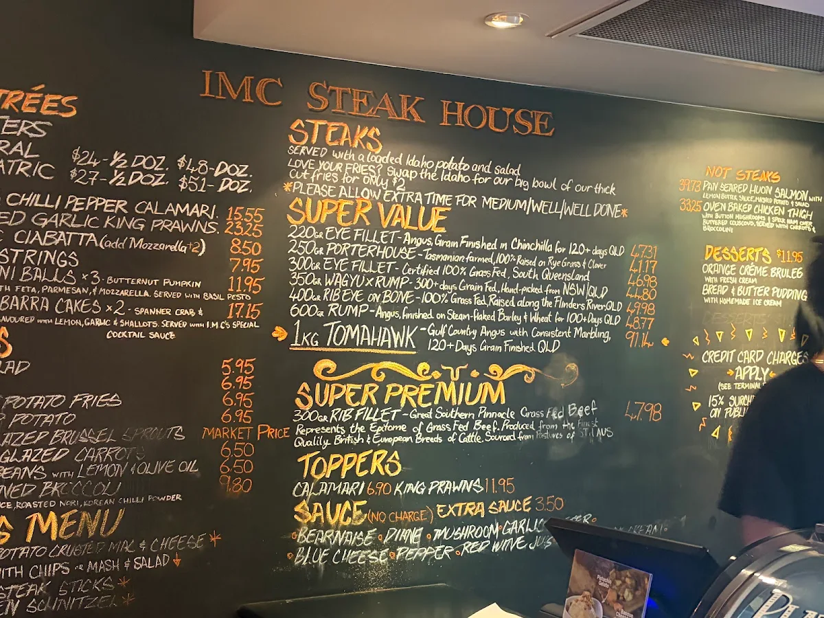 Menu, IMC Steak House