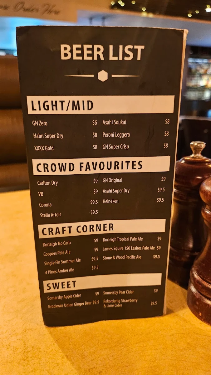 Menu, IMC Steak House