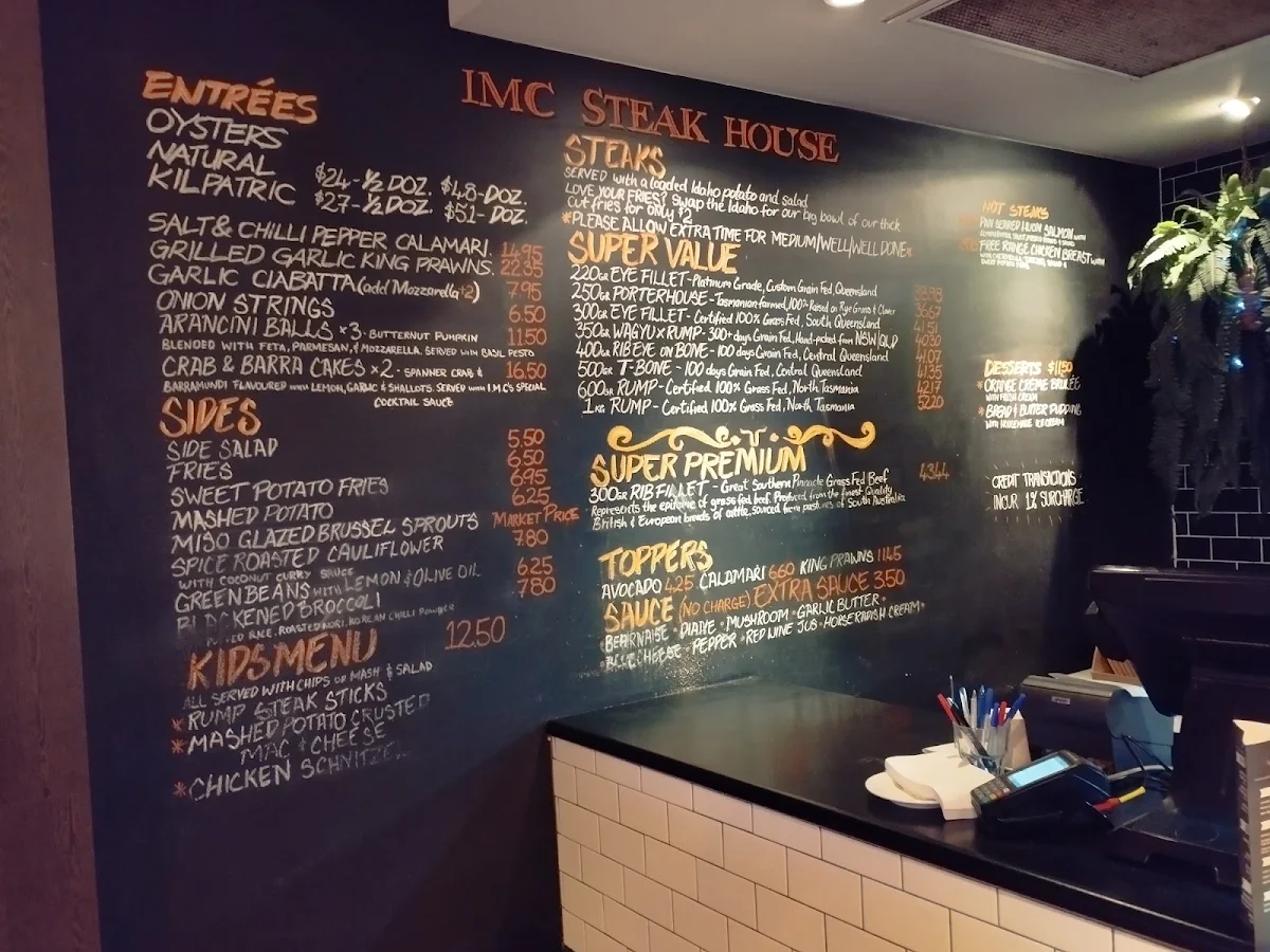 Menu, IMC Steak House