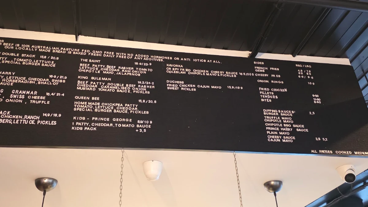 Menu, Royal Stacks Brunswick